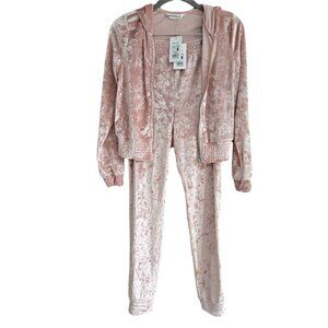 NWT URBAN KIDS Velour Joggers & Full Zip Hoodie Peach L